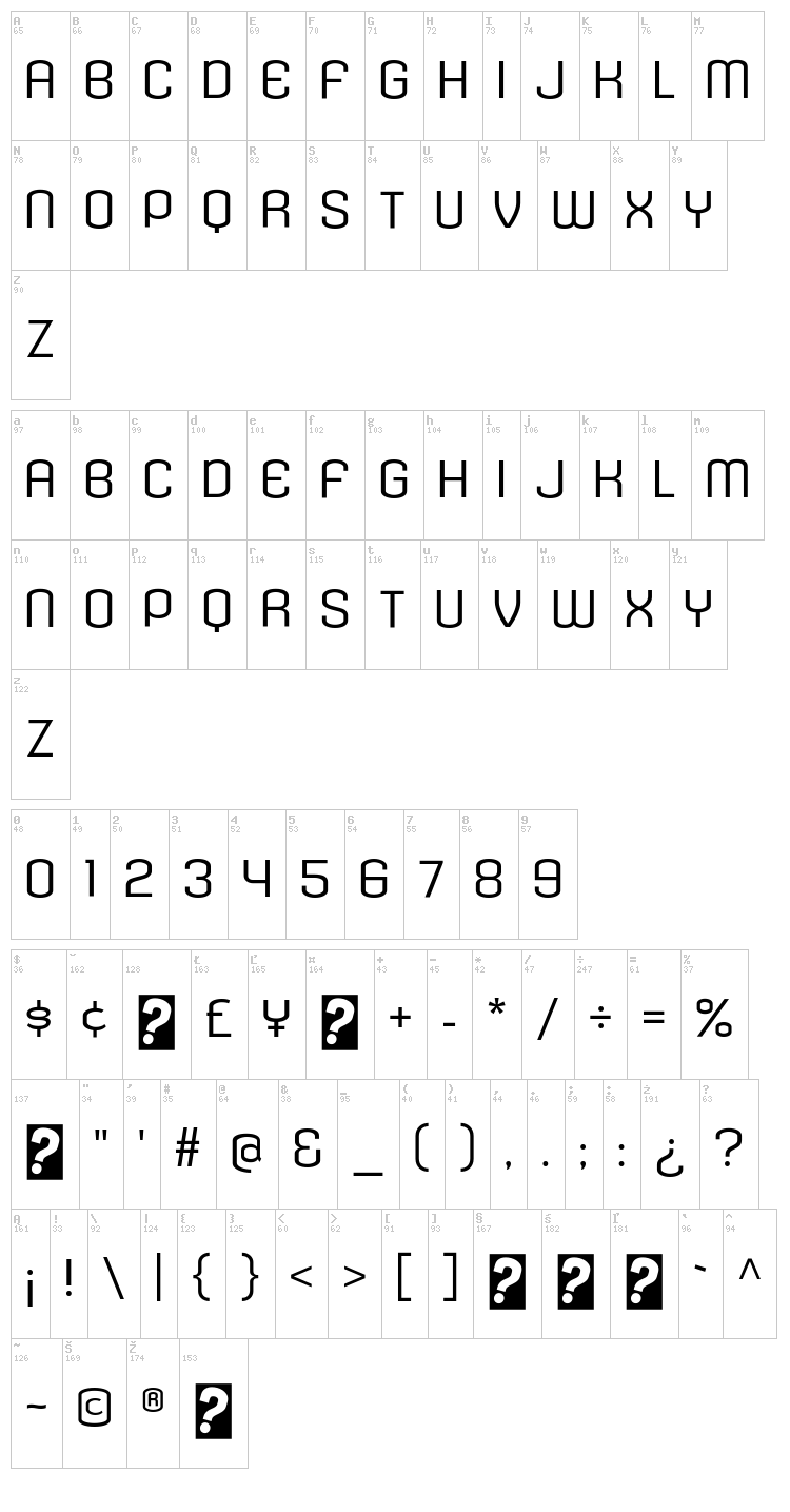 Kleptocracy Titling font map